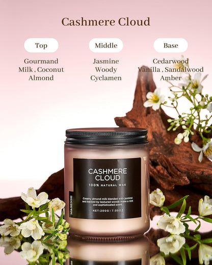 M&SENSE Creamy Almond Milk Scented Candles, Organic Natural Soy Wax Clean Non Toixc 7.05oz 50 Hour Slow Burning Candle for Bedroom Kitchen Home Decor, Housewarming Gifts for Women Men