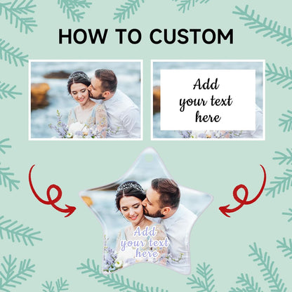 Personalized Christmas Ornaments 2025 Ceramic Custom Picture Text Hanging Ornament Customized Christmas Tree Decorations Keepsake Gift for Family Couples Xmas Tree Home Decor