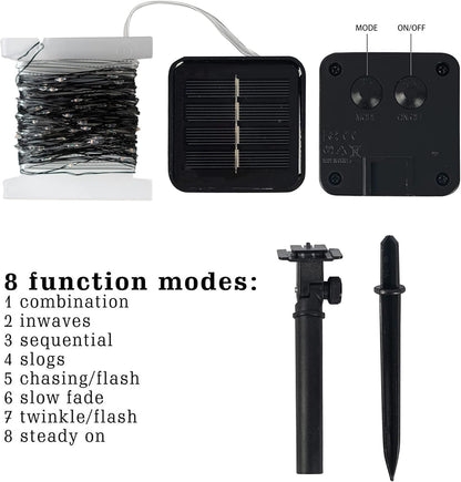 Dazzle Bright 2 Pack Purple and Orange Fairy String Lights, Total 80FT 240LED Solar Powered Fairy Lights with 8 Modes, Waterproof Copper Black Wire Lights for Outdoor Yard Party Halloween Decorations