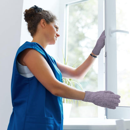 Bencailor 6 Pairs Microfiber Dusting Gloves, Dusting Cleaning Gloves Microfiber Gloves for Plants House Blinds Car Dust Mitt (Elegant Color,Medium)