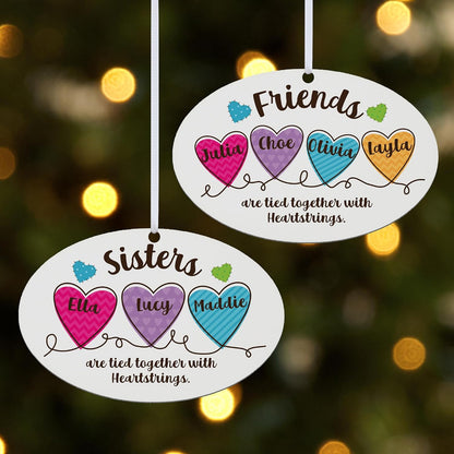 Let’s Make Memories Personalized Christmas Ornament - for Friends - 2024 Christmas Ornament - Pastel Holiday Décor - Wood - Oval - Heartstrings - 2–6 Names