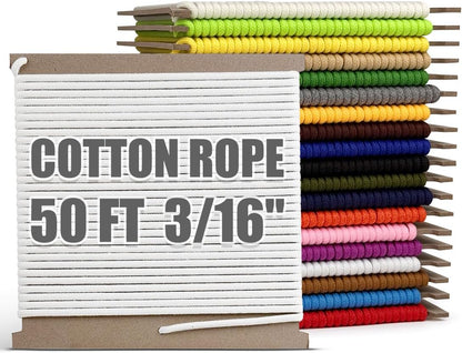 PerkHomy Cotton Rope 3/16" (5mm) 50 ft Multi Purpose Utility Diamond Braided Cord, Natural Cotton for Clothes Line Camping Crafting Flag Pole, White