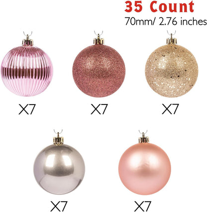 Every Day is Christmas Ornaments, Shatterproof Christmas Tree Ornament Set, Christmas Balls Decoration 35 Count (2.75"/70mm, Gold Iridium)