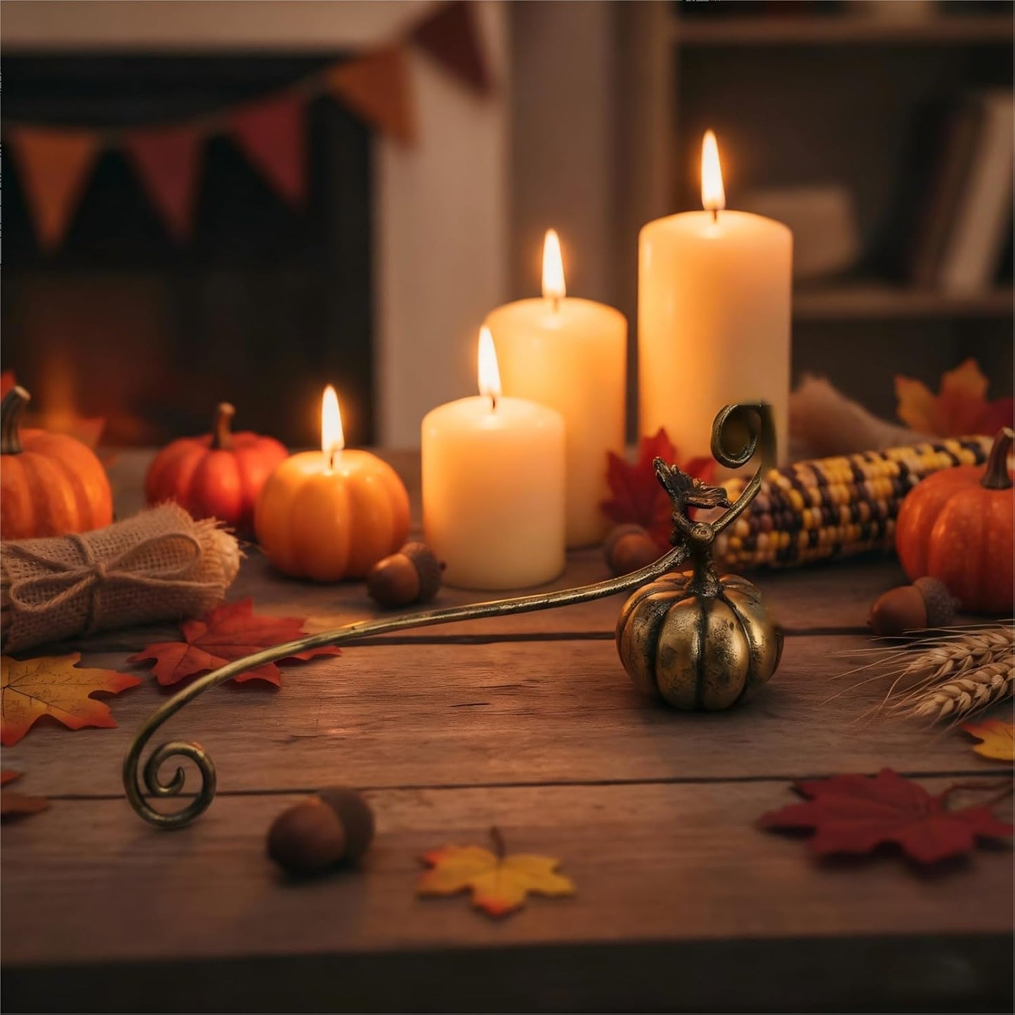 ZOOYOO Candle Snuffer,Vintage Candle Extinguisher Snuffers with Long Handle,Pumpkin Candle Tool for Putting Out Extinguishing Candle Wick Flame Safely