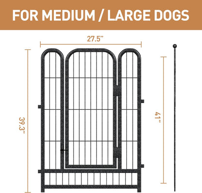 Metal Dog Playpen, 40 Inch Height 8 Panels, Ideal Dog Fence for Large/Medium/Small Dogs Indoor & Outdoor Bliss, Perfect Dog Pen for Camping, Yard, and RV | Black-Silver