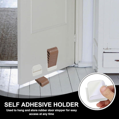 PATIKIL Rubber Door Stoppers for Bottom of Door, Door Wedge Stopper with Holder Sturdy Stackable Doorstop Wall Protector for Home Office Floor Concrete Tile, Brown