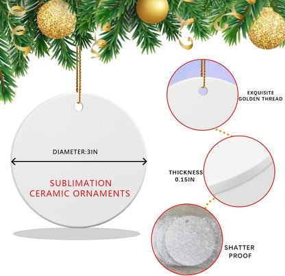 25 PCS Ceramic Sublimation Ornament Blanks Bulk 3 Inch White Round Crafts DIY Personalized Printed Christmas Home Porcelain Paintable Decorate