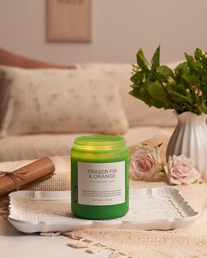 M&SENSE Fir & Orange Large Candle for Home Scented 19.4oz 110 Hour Clean Non Toxic Long Lasting Organic Natural Soy Wax Highly Scented Holiday Candle Gifts for Home Decor