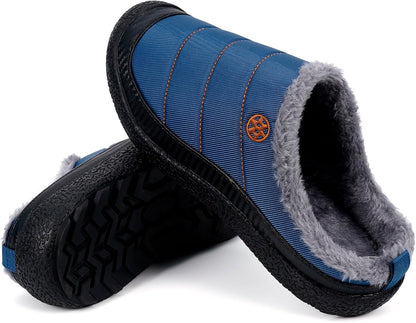 Womens Mens House Slippers Slip on Snow Winter Warm Fully Fur Lined Slippers Indoor Outdoor Shoes