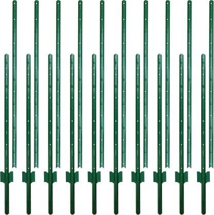 ARIFARO Sturdy Duty Metal Fence Posts 7 Feet assemblable,Pack of 10, No Digging Garden U Post for Wire Fencing Steel Poles for Yard, Outdoor