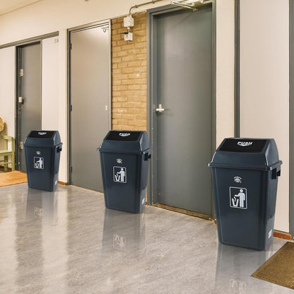 4 Pack 18 Gal Plastic Garage Can with Swing Lid, Heavy-Duty Recycle Bin, Trash Can/Waste Container for Backyard/Garage/Outdoor