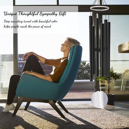 ASTARIN Wind Chimes Outdoor Large Deep Tone,36 Inch Large Chimes for Outside Tuned Relaxing Soothing Low Bass,Memorial Windchimes Sympathy for Mom Dad,Black