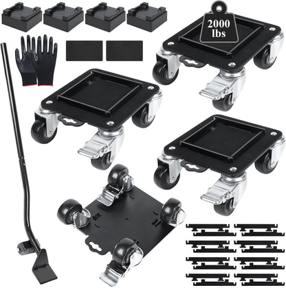 Furniture Movers with 4 Wheels,Heavy Duty Furniture Lift Mover Tool Set with 2000 lbs Load Capacity, Easy Sliders Dolly with Removable Side Guards&Brake, for Moving Appliance,Sofa etc
