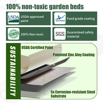 Raised Garden Beds 8 X 2 X 1.4Ft, Galvanized Raised Garden Beds Outdoor Planter Box for Vegetables, Gardening, Flowers, Fruits etc (Ivory)