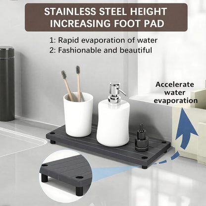 Quick Dry Sink Caddy Kitchen Sink Organizer, Water Absorbing Stone Tray for Sink, Stone Drying Tray, Diatomite Faucet Mat & Protector, Dispenser Sponge Holder, Stone Soap Tray for Bathroom Counter