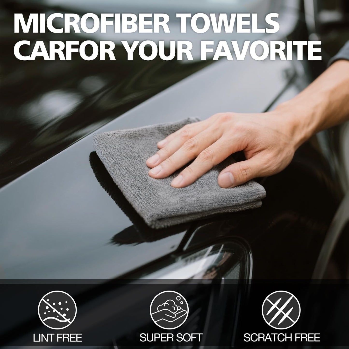 Microfiber Cleaning Cloth 12 Pack, 12.6 x 12.6 inch Microfiber Towels for Cars, High Performance Ultra Absorbent Car Washing Cloth, Lint Free Streak Free Cleaning Rags, 1200 Washes