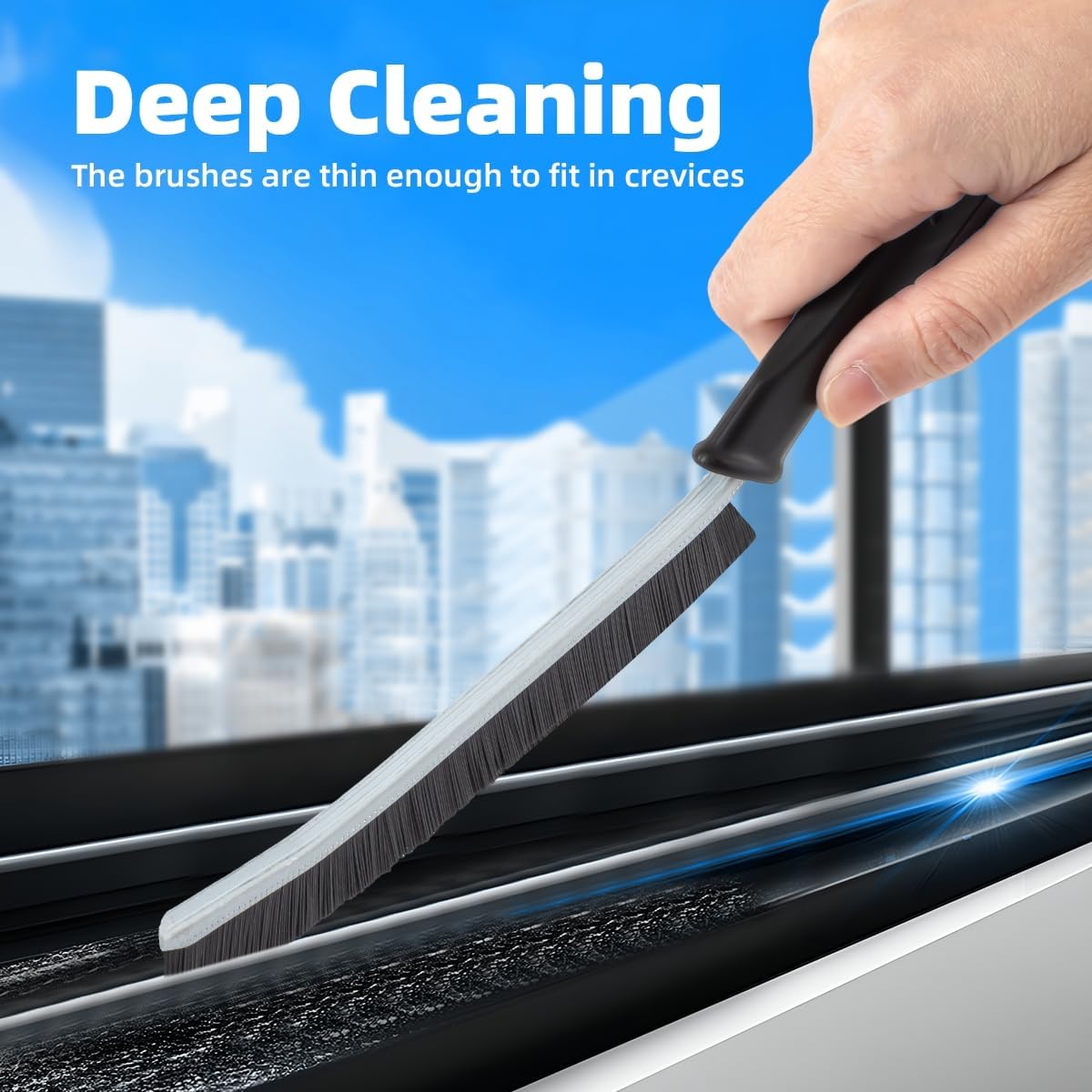 Hard Bristle Crevice Cleaning Brush-Thin Gap Scrub Brush, Small Cleaning Brush, Grout Brush, Kitchen Brush, Cleaning Tools for Toilet, Bathroom, Sink, Home, Household, Window (6, Light Blue)