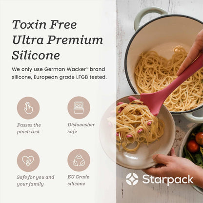 Starpack 'Like a Boss' XL Premium Silicone Cooking Utensils Set (6 Pcs) - Heat Resistant Kitchen Utensils 600°F - Non-Stick Silicone Utensil Set - Large Kitchen Utensils Set for Cooking & Serving