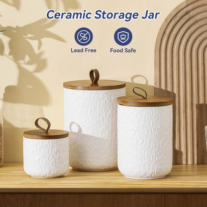 Kitchen Canisters for Countertop, Ceramic Coffee Canisters with Airtight Lids Food Storage Jars Sugar Container for Kitchen Counter Tea, Coffee Beans, Spice (#001White-44oz/1300ml)