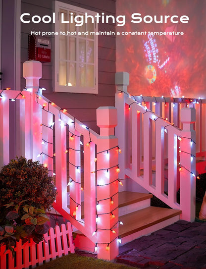 Brightown Solar Operated C6 Strawberry String Lights, 22.64ft 50 LEDs Red White LED Christmas Fairy Lights, Solar Christmas Lights Outdoor, Christmas Decorations for Christmas Tree, Garden Decor