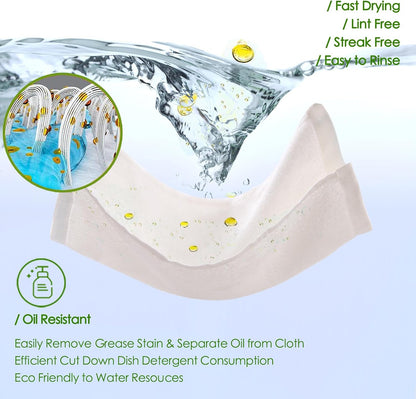 Dish Cloths 6 Pack, 10x14 inch Small Kitchen Washcloths for Washing Dishes, Lint Free Fast Dry Reusable Cleaning Cloth, Ultra Soft & Scratch Free Terry Dish Rag, Easy to Rinse White Dishcloths