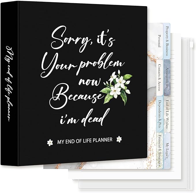 Lanpn End of Life Binder Organizer Death Planner 8.5"x11", Final Wishes & Estate Document Folder with 8 Dividers & 10 Letter Size Binder Pockets, Before Death Life Plan When I Die Journal Book