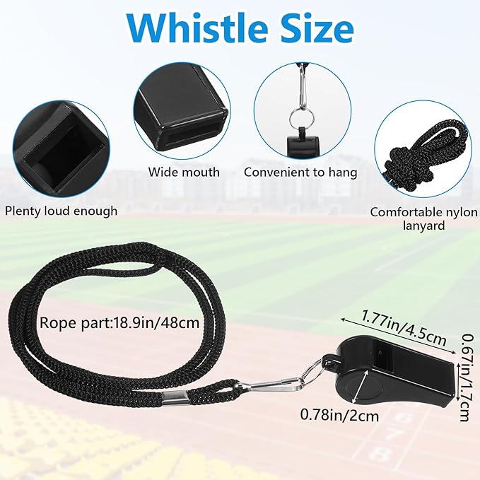 10-Pack Whistle Emergency Set - Lifeguard Whistle, Whistles Bulk for Coaches, Coaches Whistles with Lanyard - Durable Plastic & Stainless Steel