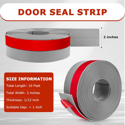Weather Stripping Self Adhesive Door Draft Stopper Flexible Shower Door Bottom Seal Silicone Seal Strip for Sliding Glass Windows Side Gaps (Gray, 2 Inch Wide x 10 Feet Long)