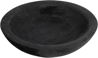 Hand Carved Wooden Decorative Bowl for Home Entryway Decor, Wood Centerpiece Bowl for Coffee Table Decor, Wood Dough Bowl for Farmhouse Decor (Black)