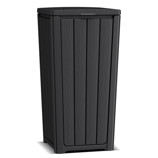 EasyUp Outdoor Trash Can with Lid, Waterproof and Sunscreen Resin Garbage Cans, Outside Trash Bin for Patio, Kitchen, Deck or Backyard(Black)