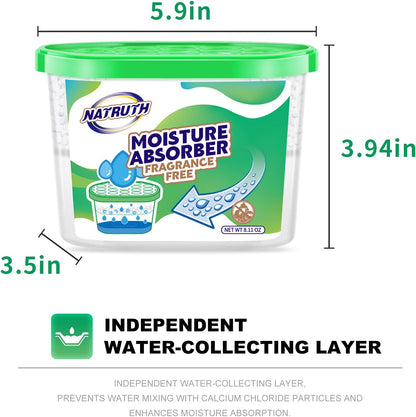 NATRUTH Moisture Absorber boxes, Unscented 500ml(6 PACKS)*10.5OZ Closet Dehumidifier, Eradicate Odor Moisture Absorbers Bucket,Dehumidifier for Closet,Bathrooms, Kitchen & Study, Boats,RVs (Green)