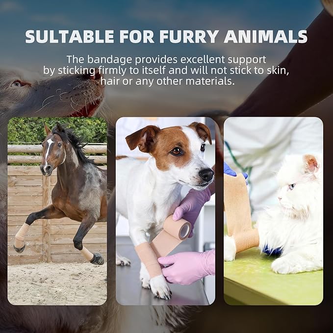 OK TAPE Self Adherent Cohesive Bandages Wrap 24Packs, Non-Woven Self Adhesive Athletic Sports wrap Tape, Vet Wrap Bandages Tape, for Thumb Finger Wrist Ankle (Beige)