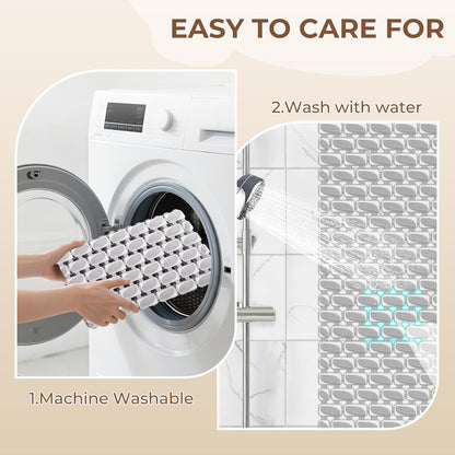 Bathtub Mats Non Slip for Bathroom with Suction Cups and Drain Holes 27.6 * 15.7 Inch Shower Mat for Inside Shower, Quick Dry Bath Mat for Baby Kids Seniors, Easy to Cut Easy Dry