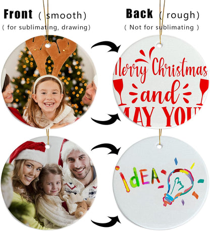Sublimation Ornament Blanks, 3" White Ceramic Ornaments Personalized Easter Ornaments Sublimation Blanks Christmas Tree Decorations Easter Basket Stocking Stuffers Birthday Gifts for Women & Men 48pcs