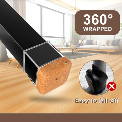 20 Pcs Chair Leg Floor Protectors for Hardwood Floors, Clear Rubber Furniture Sliders with Felt, Silicone Furniture Leg Caps Covers (Fit Square Diameter:1.06" to 1.44")