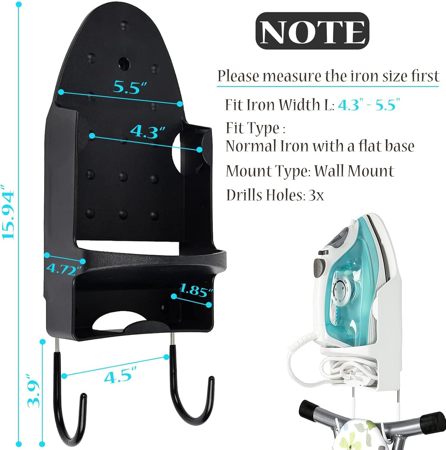 Wall Mounted Ironing Board Rack Electric Iron Holder Household Bathroom Shelf