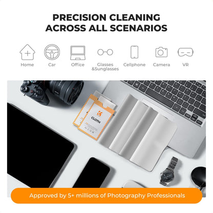 K&F Concept 20 Pack Lens Cleaning Cloth | Microfiber Cleaning Cloth | Camera Lens Cleaner | Camera Lens, Glasses, VR/AR Headset, and Screen Cleaning | White & Grey