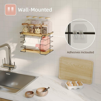 Large Trash Bag Holder, Wall Mount Grocery Bag Holder with Lid, Suitable for Garbage Bags 13 Gallons,Stackable Storage Laundry Kitchen Organizers for Countertop Organization, No Drill