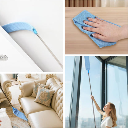 Retractable Gap Duster Cleaner Cleaning Tools with 2 Microfiber Dusting Cloths Washable Duster for Cleaning Under Appliances Furniture Couch Fridge