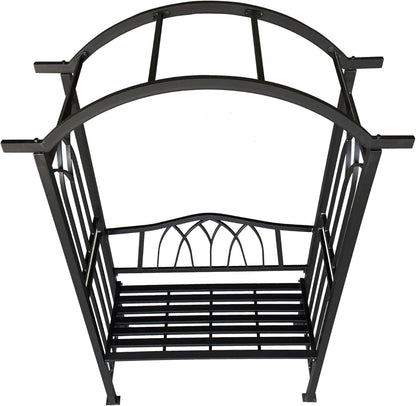 Black Aluminum Garden Arbor Arch with 2-Seater Bench