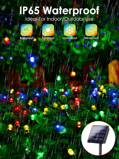 4pk Multi-Colored Solar Christmas Lights Outdoor Waterproof, 400 LED 132 FT Solar Powered LED String Lights Green Wire with 8 Modes, Solar Fairy Lights for Xmas Tree Party Wedding Garden Decorations