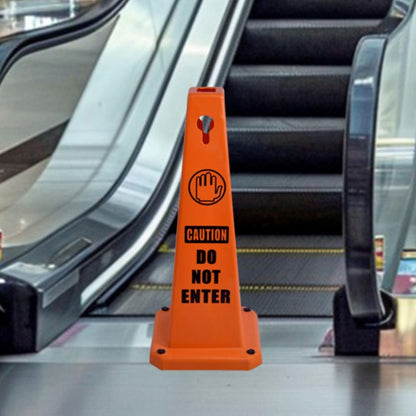 4-Pack 26.5" Caution Cones, 4-Sided Visible Safety Signs with Heavy Rubber Base, Warning for Slip & Fall Prevention, Indoor/Outdoor Use (Orange, 4Pcs-Do Not Enter)