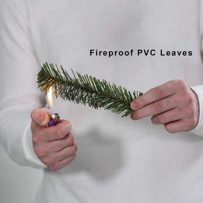 Artificial Christmas Tree 5/6/7/7.5 Foot Flocked Snow Trees with Pine Cone Decoration Unlit