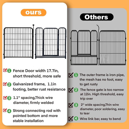 Garden Fences with Gate, 32 in(H)×27 in(L) 16 Panels Total 35.4 Ft(L), Garden Animal Barrier, Fence for Dogs Outside, Heavy Duty Iron Metal Animal Barrier Fence, Flower Bed Fencing