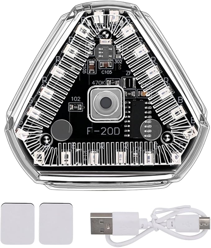 Hazard Caution Lights - Solar Powered Triangle Beacon, Rechargeable Flashing Lamp, Bright Waterproof Alert Flasher | Wireless Signal Lighting for Auto Trailer Bike Aircraft Outdoor Visibilit