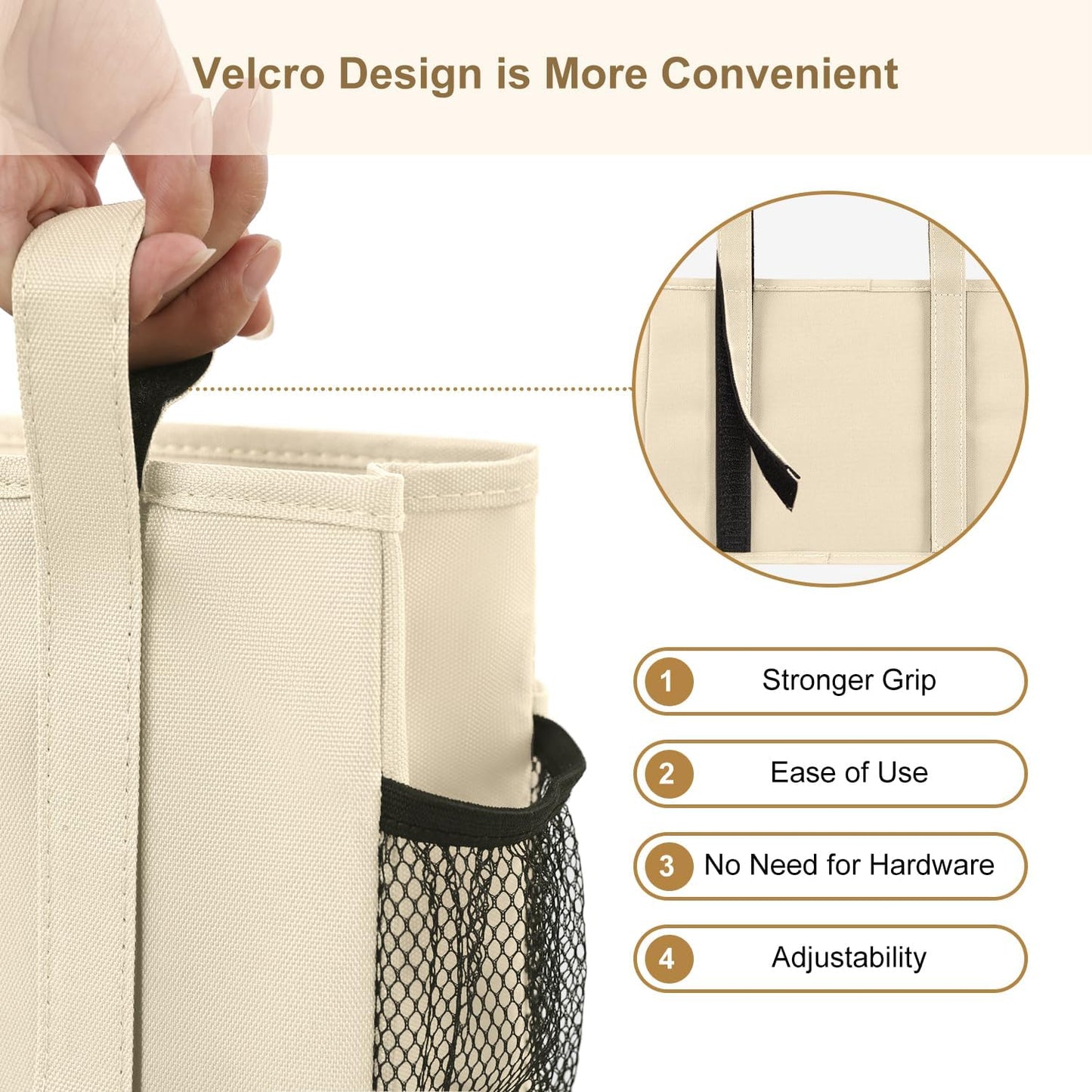 Surblue Bedside Caddy Hanging Organizer Storage Bag Pocket for Bunk, Hospital, College Dorm Rooms, Baby Bed Rails, Camp - 8 Pockets, Large, Beige