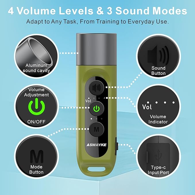 Electronic Whistle Highest IPX5 Maximum Sound 125db Battery 1000mAh Blue for Coaches Teacher, Sports Whistle