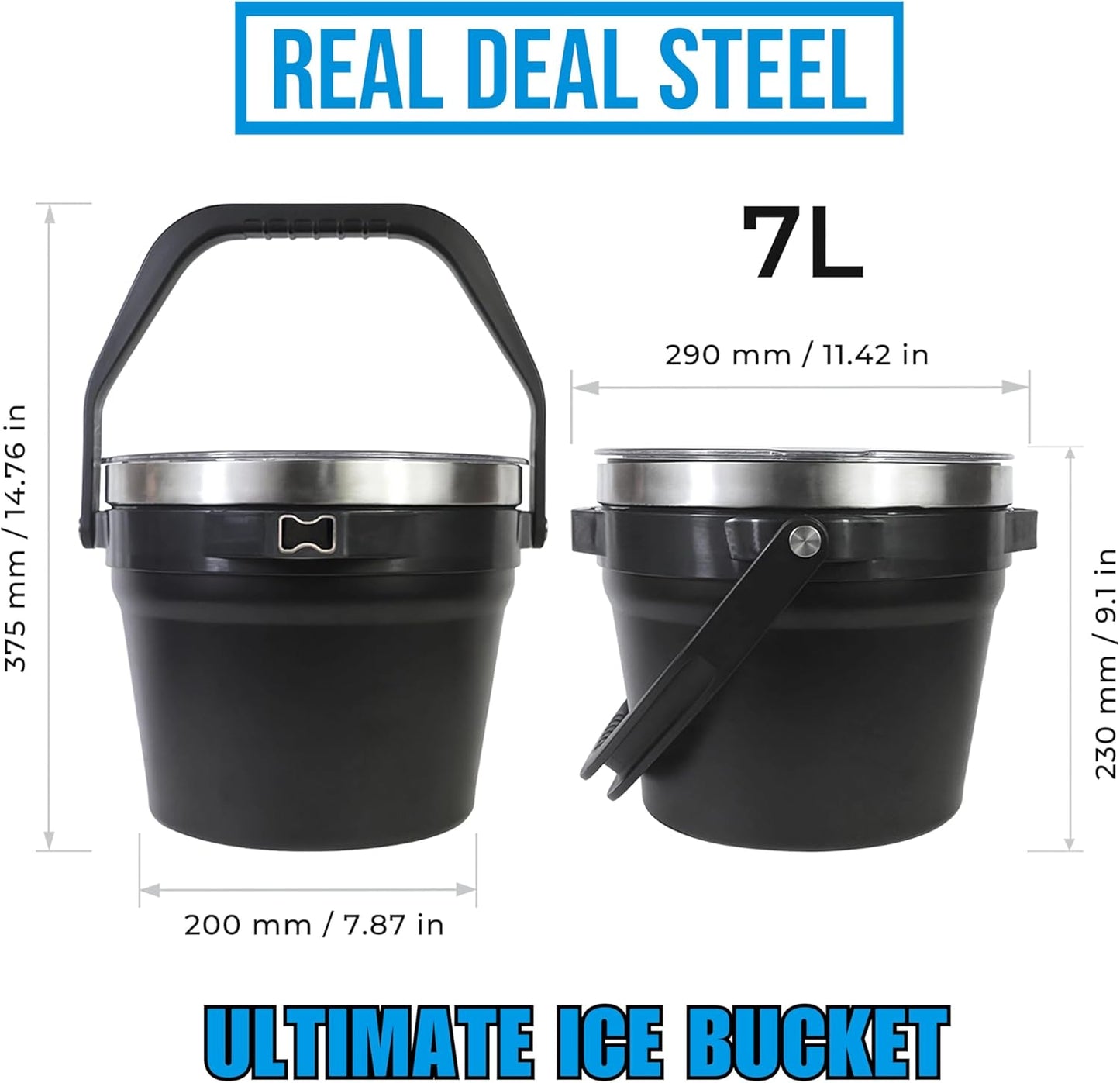 Large Insulated Ice Bucket with Lid – Stainless Steel Ice Bucket and Scoop – Ice Buckets for Parties, Bars – Ice Bucket with Lid and Scoop – Outdoor Ice Bucket, Cocktail Use (Natural Stainless)