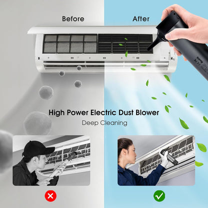 VSGO Electric Compressed Air Duster, Portable Cordless Handheld Air Blower with Led Light,10000mah Quick-Fill Inflator with 3nozzles Compatible for Gaps, Computer, Keyboard