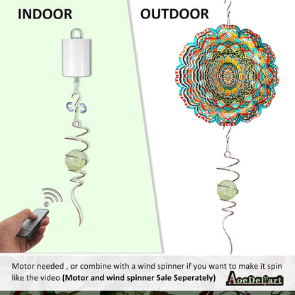 Glow in The Dark Wind Spinner Tail Gazing Ball Spiral Decorative Spiral Tail Wind Spinner Stabilizer Sun Catcher,Indoor Outdoor Hanging Art Garden Decoration Wind Sculpture Stabilizer-13in
